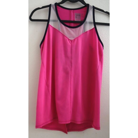 Lucky In Love Womens Sz XS Pink Fly High Tie Back Tennis Pickleball Tank Top - Picture 1 of 9